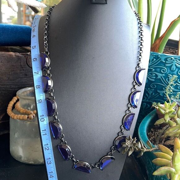 Nlue Gun Metal Gray Crescent Gem Long Coldwater Creek Necklace $16 ea or bundle - Picture 6 of 7